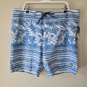 Salt Life Mens 42 Fish Tropics Board Shorts Blue White SLX-QD Quick Dry SLM4002